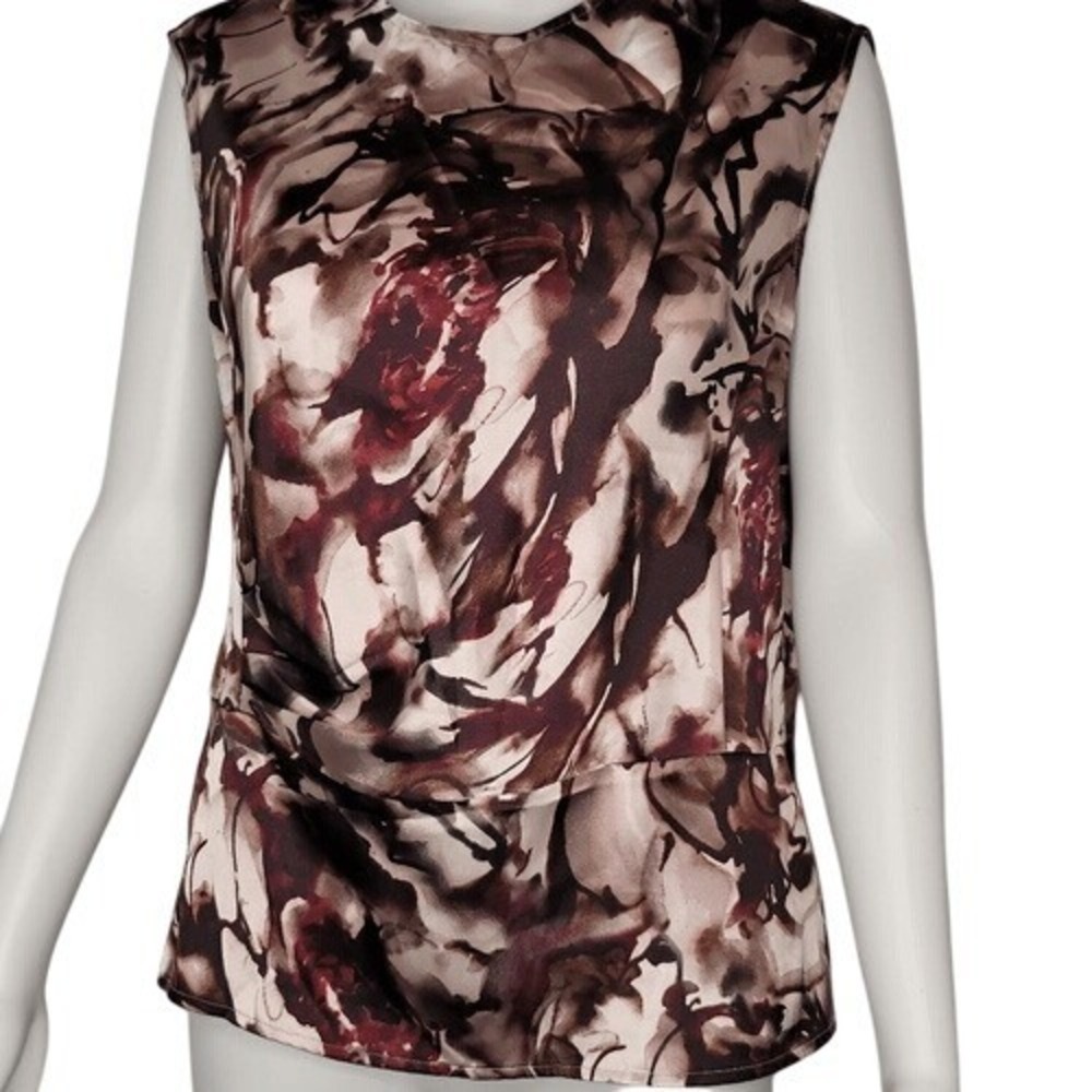 Jones New York Brown Sleeveless Peplum Blouse